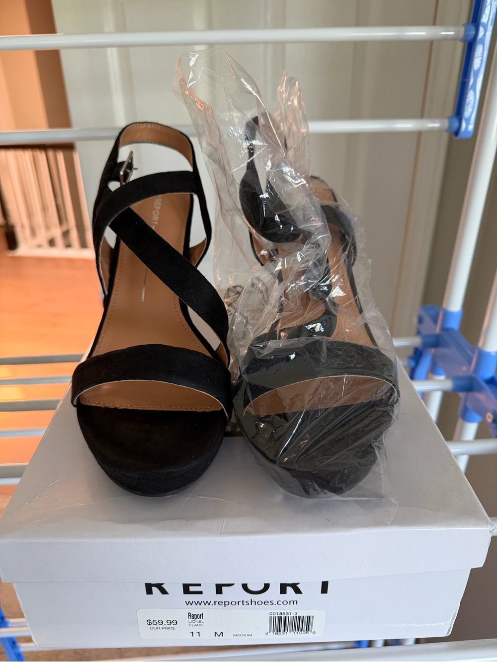 Report Black Suede Strappy Platform Heels
